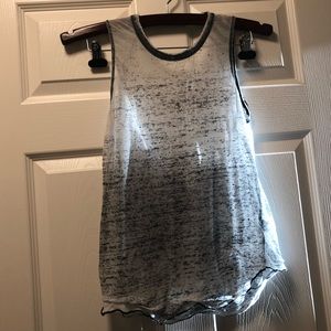 Gray and white sheer tank top